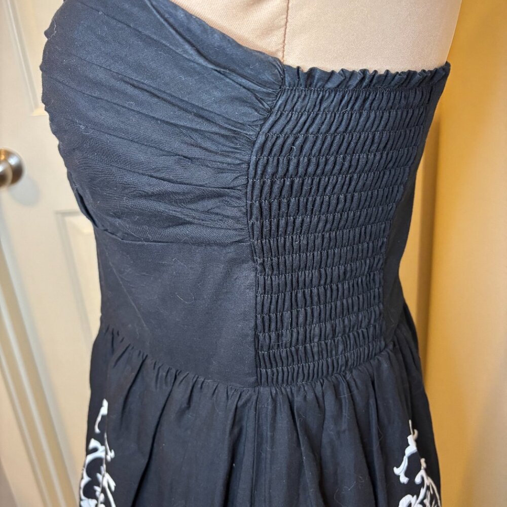 White House Black Market Strapless Midi Dress Size 8 Black & White Design #203 - Picture 5 of 9